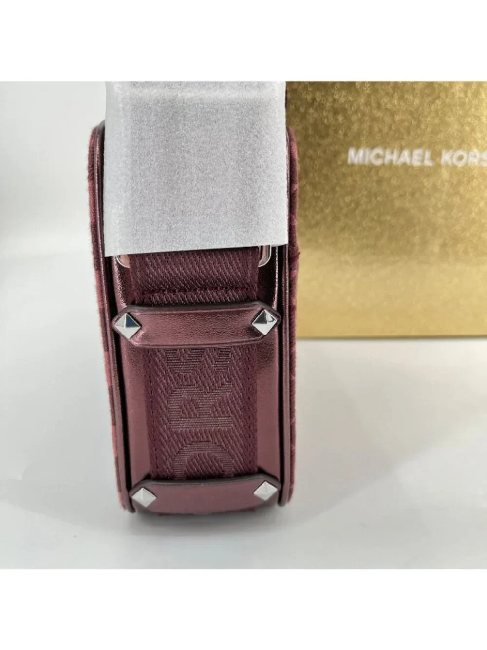 Michael Kors Maeve East West Crossbody Mulberry Coated Canvas Card Case Gift Box
